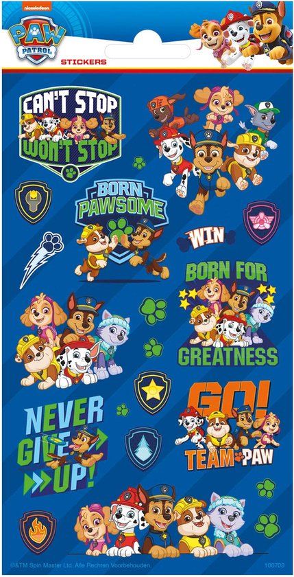 Funny Products Paw Patrol Stickers - 20 x 10 cm - 20 Stuks