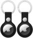 Rosso Lot de 2 Housse de porte-clés en cuir véritable de luxe pour Apple AirTag - Noir