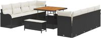 vidaXL Tuinbank Set Zwart Poly Rattan
