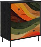 vidaXL Ladekast BONN Retro golfprint 66 x 36,5 x 76 cm Bewerkt hout