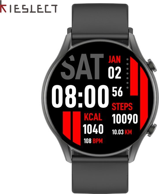 Kieslect Smart Calling Kr Watch, smartwatch, gebogen multifunctionele 3D-fitnesstracker met geïntegreerde microfoon en luidspreker, waterdicht semi-AMOLED IP68-horloge, Android en iOS
