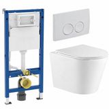 Geberit QeramiQ Dely Toiletset - Hangend toilet - Inbouwreservoir UP100 - Zonder spoelrand - Diepspoel - PK afvoer - Dual flush - Soft-close zitting - Afklikbaar - Keramiek - Glans wit