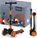 Lionelo Timmy Kinderstep - 3 Wielen - LED Wielen & Verlicht Deck - Zwart/Oranje