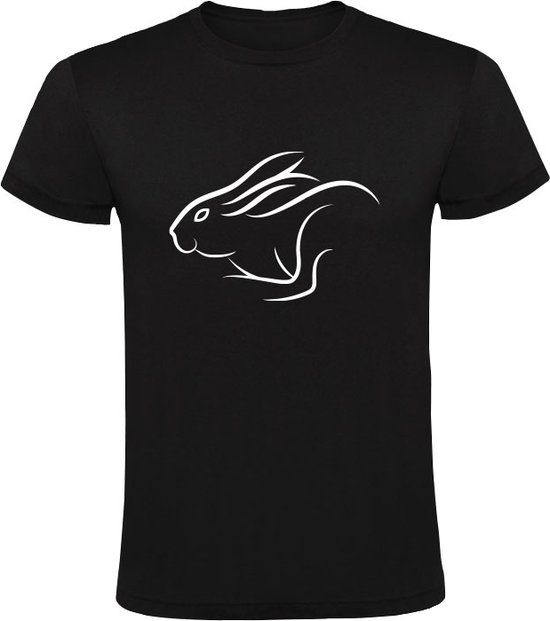 Konijn Heren T-shirt - Zwart - Maat S