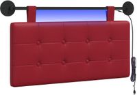 vidaXL - Hangend hoofdbord - Met LED-verlichting - Wijnrood - Kunstleer