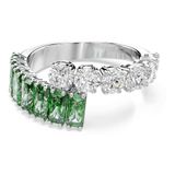 Swarovski Matrix Collectie Ring, Mixed Cuts, Groen, Rhodium Plated, Kristal messing, Zirkonia