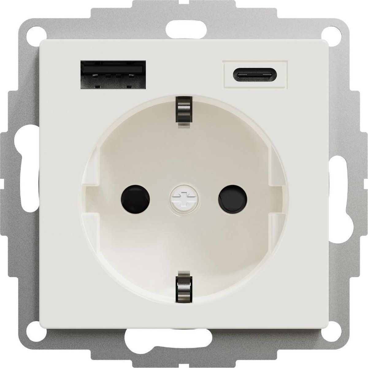 Schneider Electric Merten Stopcontact - Inbouw - Randaarde - USB Type A+C - Polarwit - Systeem M - MTN2367-0319