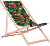 GreenBlue GB183 - Strandstoel - Klassieke beukenhouten ligstoel met watermeloenprint - tot 110 kg