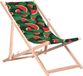 GreenBlue GB183 - Strandstoel - Klassieke beukenhouten ligstoel met watermeloenprint - tot 110 kg