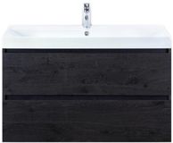 BES LED Maxx XL Badmeubelset 100 cm - Black Oak - Wastafel Just 1 Kraangat
