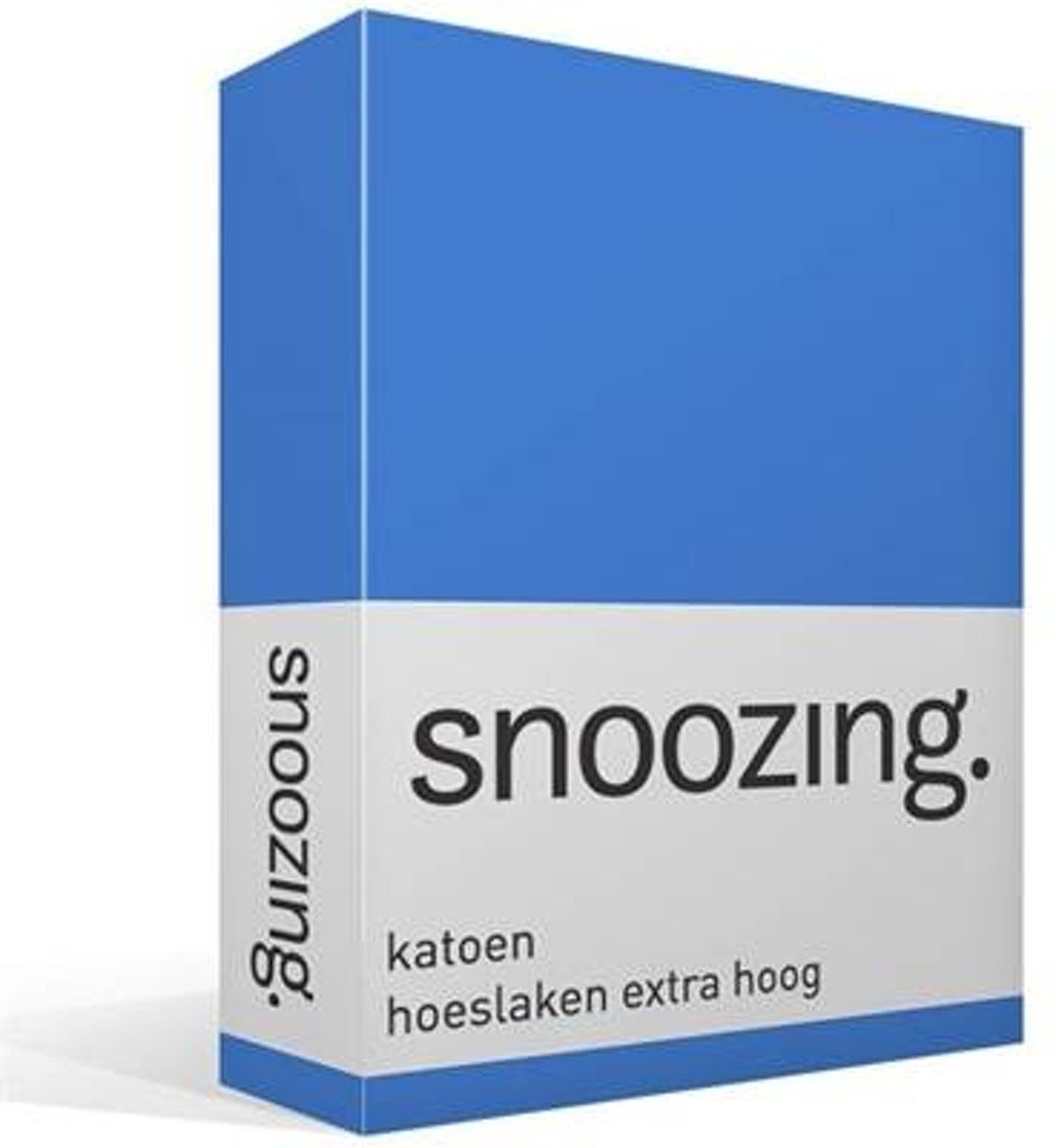 Snoozing Katoen Hoeslaken Extra Hoog - Lits-jumeaux (160x200 cm) - Blauw