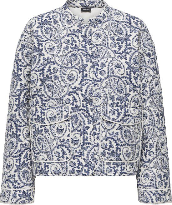 Only Vest Onlhallie Quilted Jacket Otw Noos 15328523 Cloud Dancer/blue Tile Print Dames Maat - M