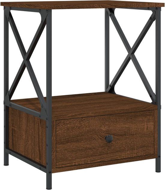 vidaXL Nachtkastje 50x41x65 cm bewerkt hout bruin eikenkleur