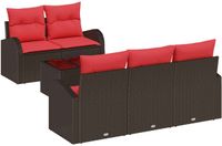 vidaXL - Bankstel - 6 - st - 5-Aantal - zitplaatsen - Bruin - Polyester