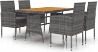 vidaXL 5-delige Tuinset Poly Rattan Grijs