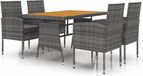 vidaXL 5-delige Tuinset Poly Rattan Grijs
