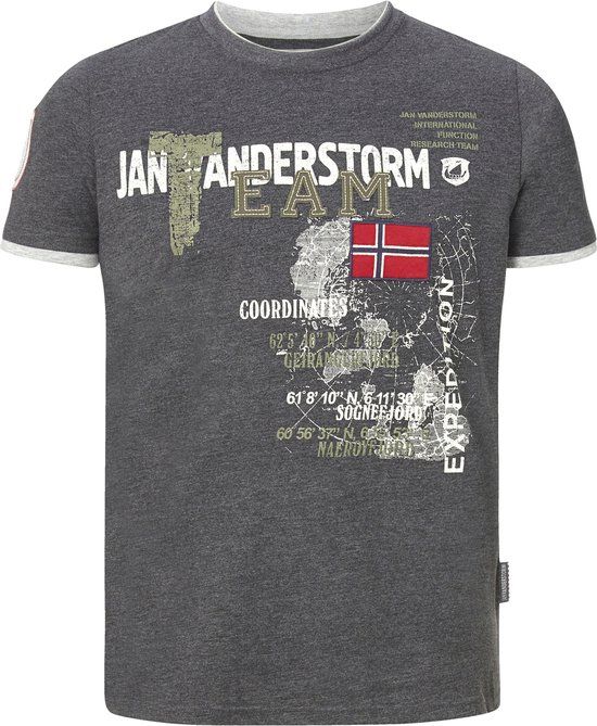 Jan Vanderstorm heren T-shirt - 52/54 - donkergrijs - Plus Size