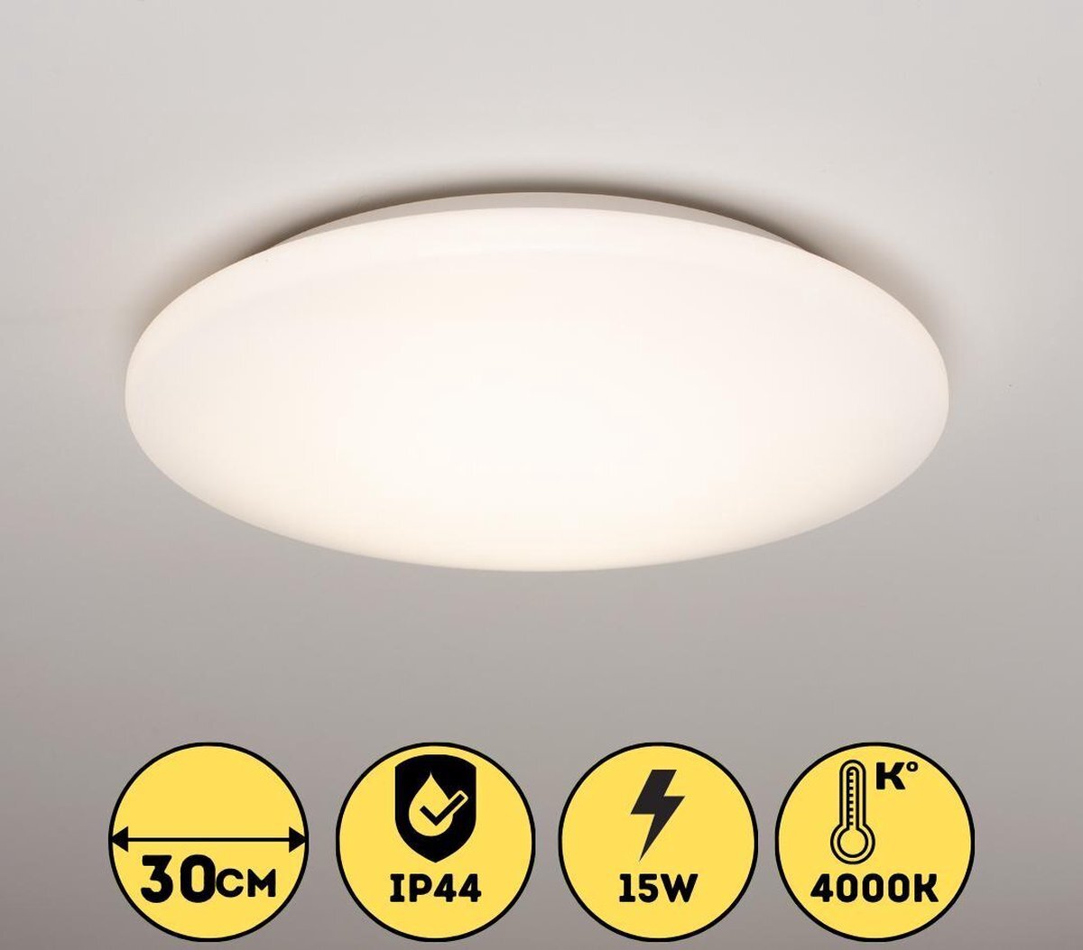 Proventa LED badkamerlamp - ? 30 cm - Plafonnière voor wand & plafond - Koud wit