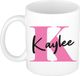 Bellatio Decorations Naam mok Kaylee - roze - wit - keramiek - 300 ml - cadeau beker