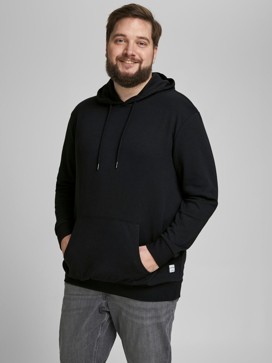 JACK & JONES PLUS SIZE JJEBASIC SWEAT HOOD PS Heren Trui - Zwart - XXL