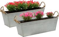 Mega Collections Plantenbak Farmer - 2 stuks - Zilver - Metaal - 44 x 15 x 13 cm