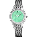 Festina F20494/6 Dames Polshorloge - Zilverkleurig Staal - Blauwe Wijzerplaat