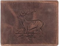 GREENBURRY Vintage Billfold Wallet Brown Stag Leer Mannen