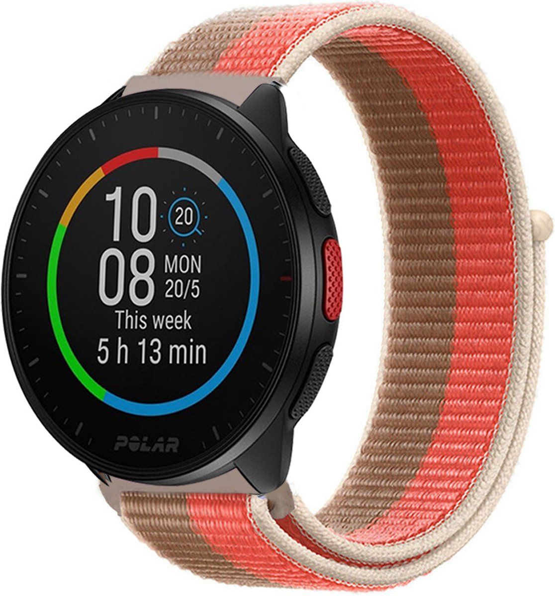 Strap-it nylon band - pink pomelo - Geschikt voor Polar Pacer