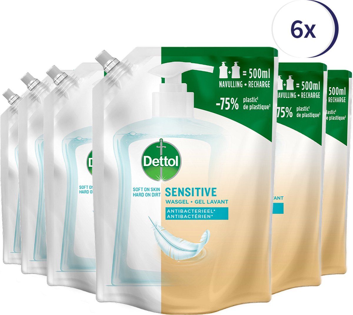 Dettol Refill Sensitive 500ML x 6 - 8710552309859