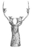 Casablanca Kandelaar Boskoning van aluminium - zilverkleurig - hertenvorm - hoogte 137cm x breedte 104cm