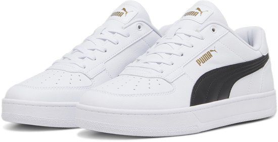 PUMA Caven 2.0 Unisex Sneakers - Puma White-Puma Black-Gold - Size 40.5