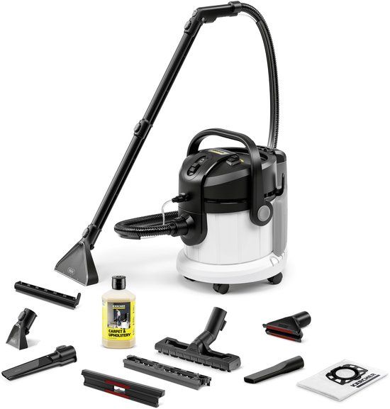 Karcher Kärcher SE 4 Plus Tapijtreiniger - Sproei-extractie - Incl. extra bekledingszuigmond - 1000 W - 4 / 4 liter - Nat- en droog stofzuiger - Vliesfilterzak - Reinigingsmiddel RM 519, 1 l