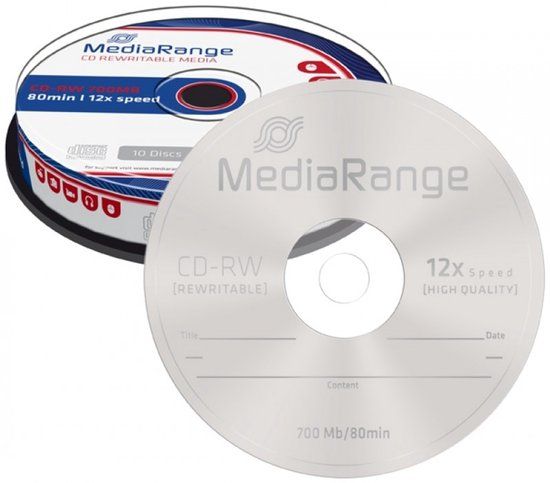 MediaRange CD-RW - 700MB - 12x - 10 stuks - Cakebox