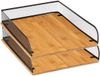 Bellatio Design Kantoor postbakjes - 2x - brievenbakjes - A4 formaat - bamboe hout en metaal