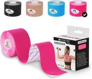 Mobiclinic - Kinesiotape - Model Mobitape - Neuromusculaire kleefzwachtel - Spierpijnbestrijding - Elastisch - Waterdicht - Kinesiologie bandage - Geschikt voor meerdere zones - Rol - 5x5 cm - Roze