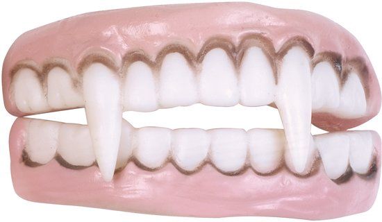 FUNWORLD Vampier Tanden Halloween Nep Tanden Gebit Hoektanden Horror Decoratie Verkleedaccessoire voor bij Halloween Kostuum Dracula - Wit - 100% PVC - Neptanden