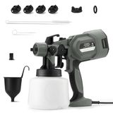 Amazon Basics Elektrisch Spuitpistool van 700W met Reservoir van 1 200ml, 4 Spuitmonden en 3 Spuitpatronen, voor Gebruik Binnen en Buiten, Grijs