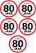 Bellatio Decorations 80 jaar leeftijd sticker - 5x - rond - Dia 15 cm - 80 jaar verjaardag - jubileum - leeftijd versiering