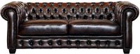 Vente-unique Driezitsbank en fauteuil Chesterfield BRENTON 100% buffelleer - bruin tinten