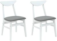 vidaXL - Eetstoelen - 2 st - Massief Rubberhout - Wit - 42 x 47.5 x 81 cm