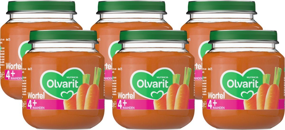 Olvarit babyvoeding wortel 4 mnd 6 x 125 gram