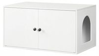 Merkloos Kattenbakmeubel Wit - Kattenbakkast hout - 80 x 45 x 41,5 cm - Met zij-ingang