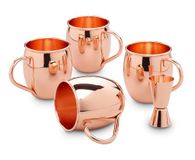 Echtwerk Moscow Mule 5-Delige Set - Koperen Bekers, cocktailglazen, cadeauset, 4 x koperen bekers 500 ml, 1 x jigger 2 cl/4 cl