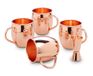 Echtwerk Moscow Mule 5-Delige Set - Koperen Bekers, cocktailglazen, cadeauset, 4 x koperen bekers 500 ml, 1 x jigger 2 cl/4 cl
