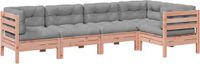 vidaXL 5-delige loungeset met kussens, massief douglas vurenhout