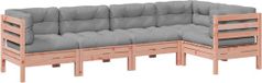 vidaXL 5-delige loungeset met kussens, massief douglas vurenhout