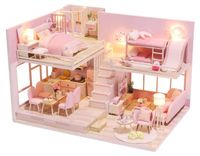 Elzusha - Kit de maison de poupée à faire soi-même avec meubles et musique - Maison de poupée en bois pour enfants et adultes