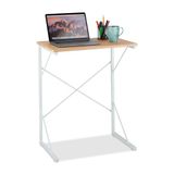 Relaxdays bureau, klein computerbureau, laptoptafel, HBD: 75 x 60 x 40 cm, ondiepe computertafel, mdf & ijzer, wit/bruin