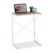 Relaxdays bureau, klein computerbureau, laptoptafel, HBD: 75 x 60 x 40 cm, ondiepe computertafel, mdf & ijzer, wit/bruin