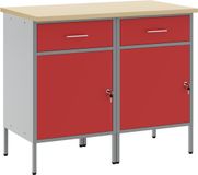 vidaXL Werkkastset, 2 stuks, rood en staalgrijs